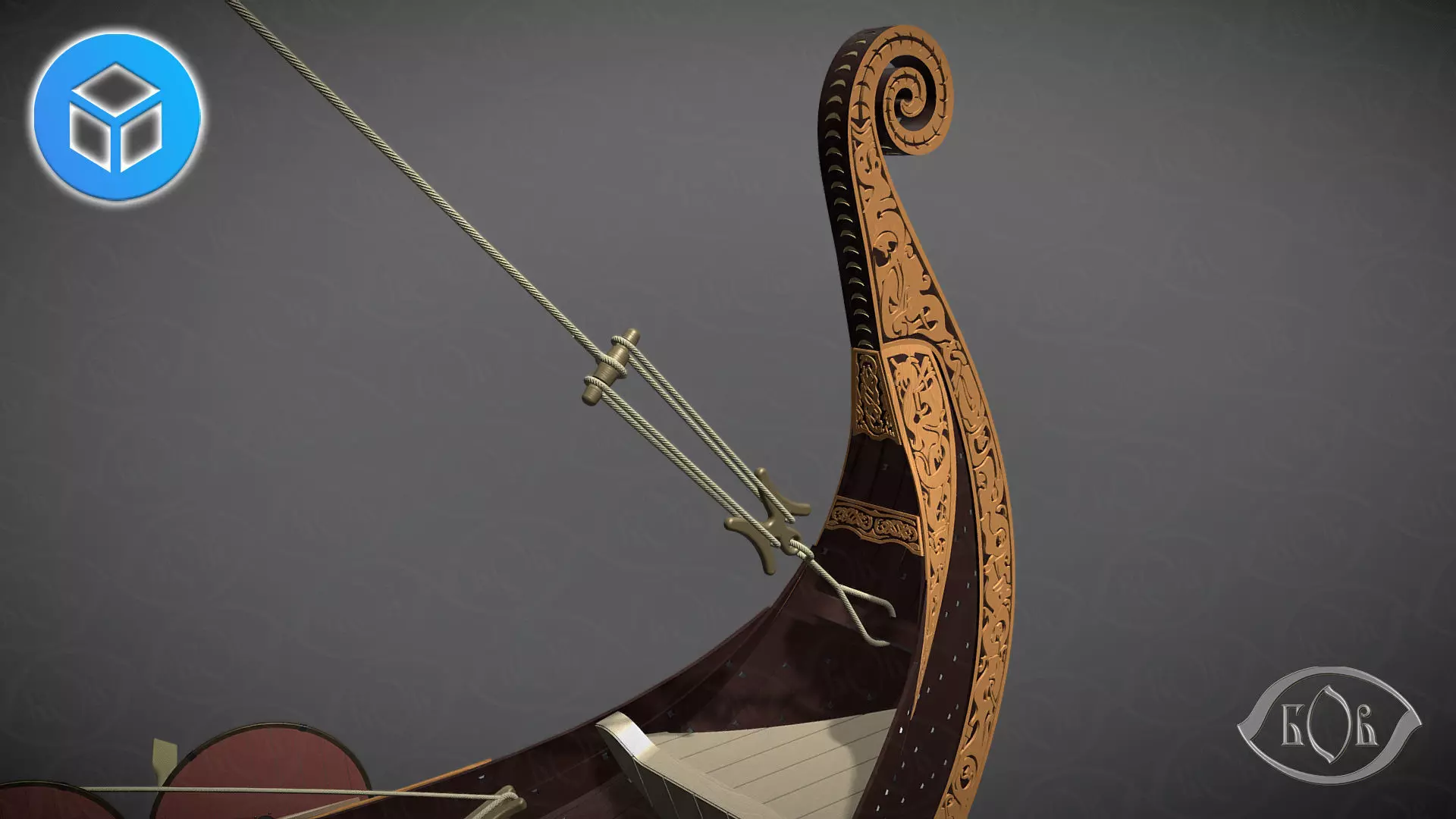 Drakkar is a Viking warship by Oseberg ship 820 AD 3D model_10