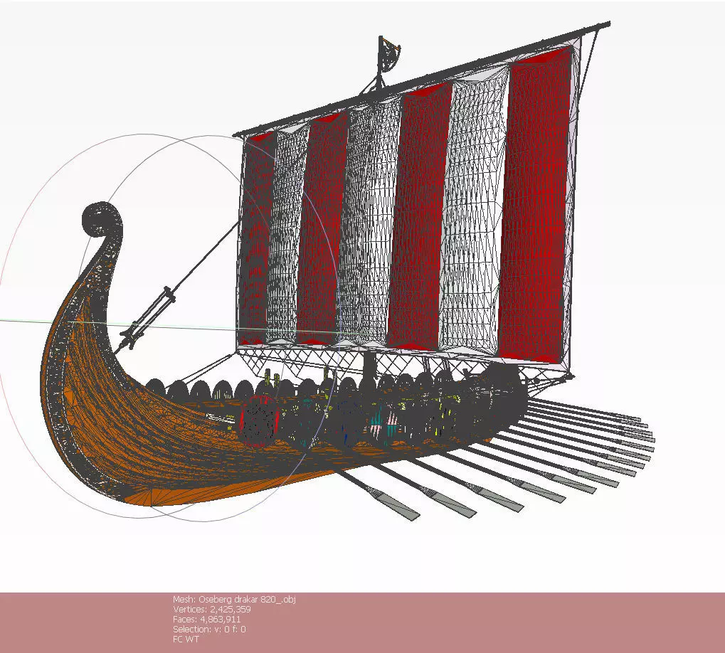Drakkar is a Viking warship by Oseberg ship 820 AD 3D model_30