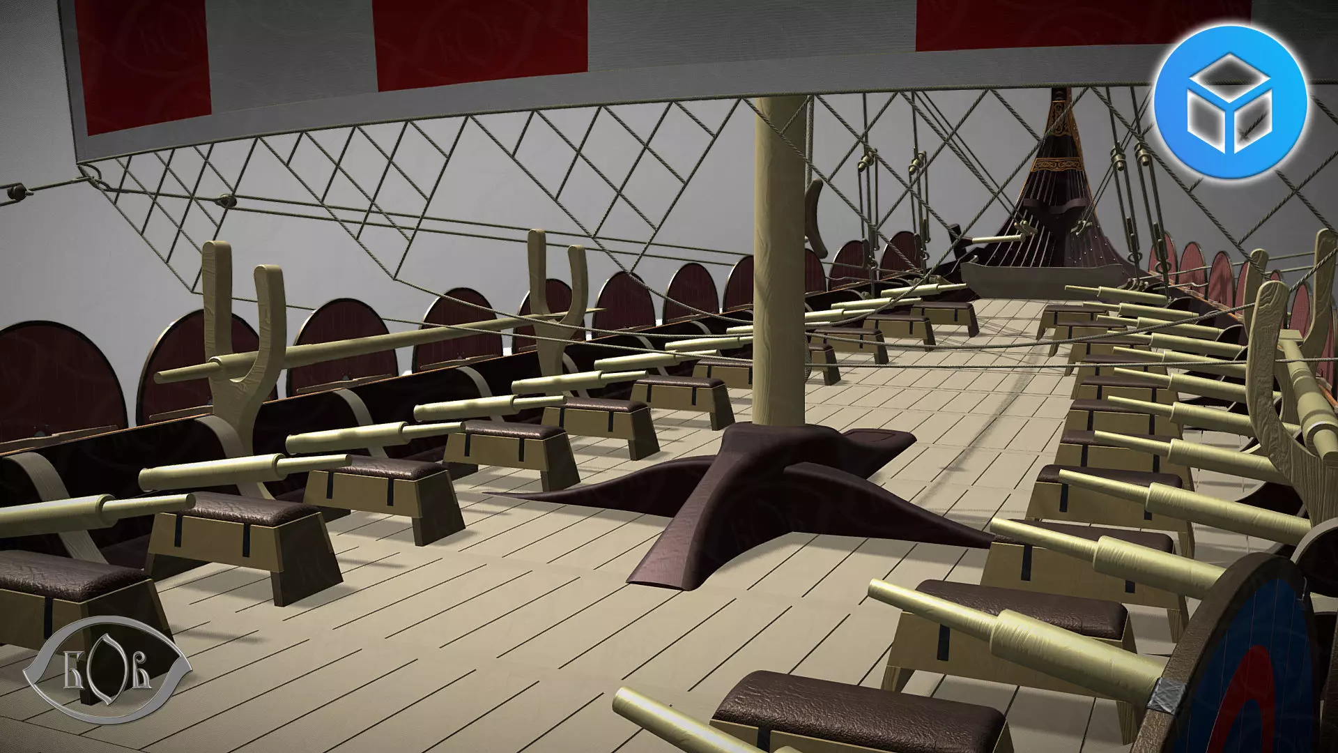 Drakkar is a Viking warship by Oseberg ship 820 AD 3D model_7