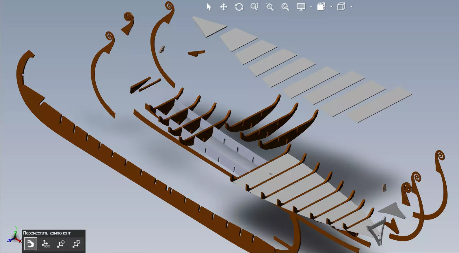 Drakkar is a Viking warship by Oseberg ship 820 AD 3D model_27