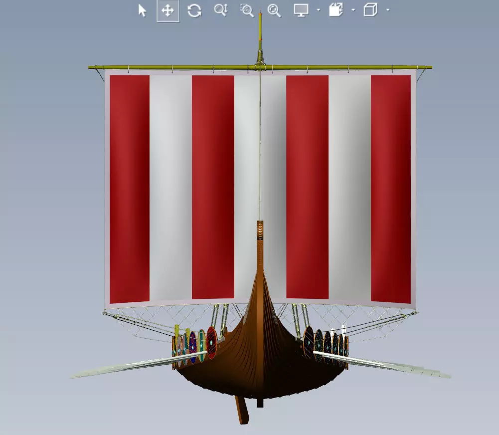 Drakkar is a Viking warship by Oseberg ship 820 AD 3D model_14