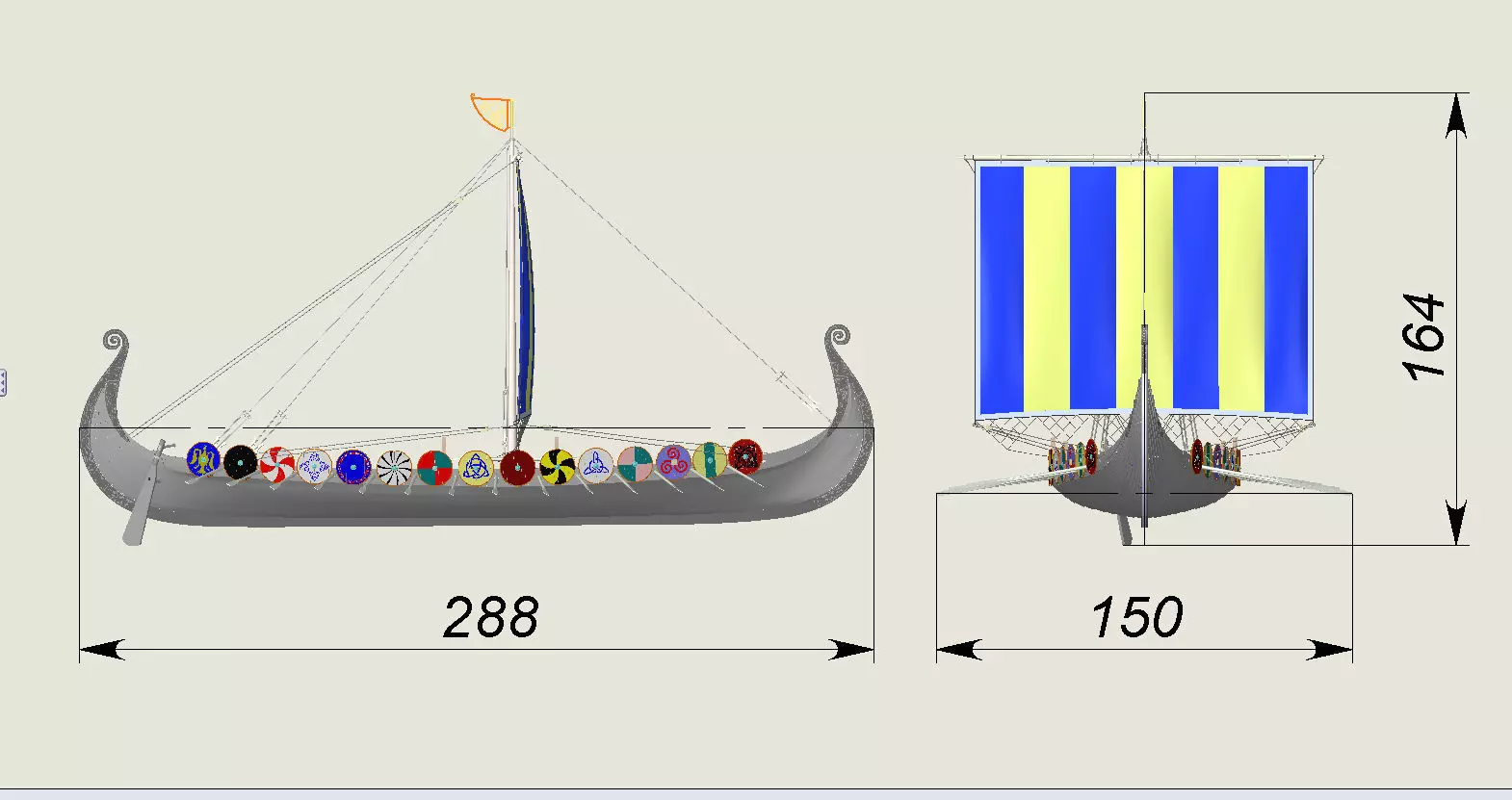 Drakkar is a Viking warship by Oseberg ship 820 AD 3D model_12