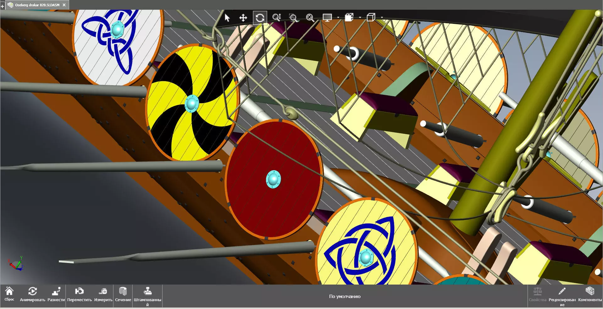 Drakkar is a Viking warship by Oseberg ship 820 AD 3D model_19