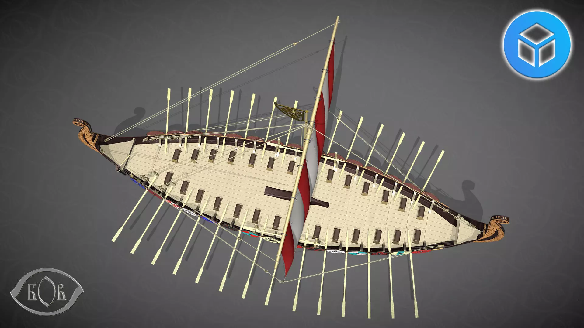 Drakkar is a Viking warship by Oseberg ship 820 AD 3D model_8
