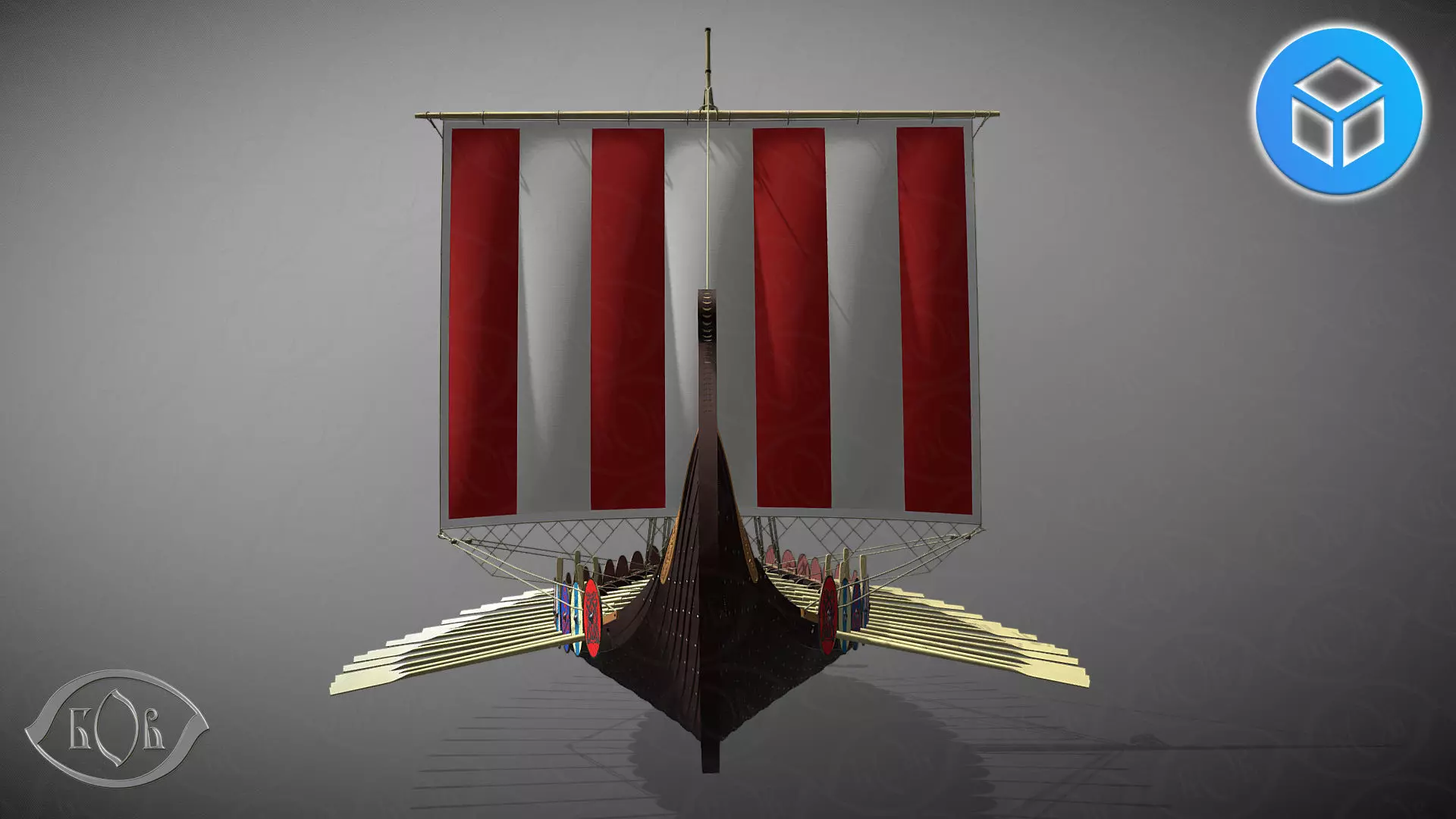 Drakkar is a Viking warship by Oseberg ship 820 AD 3D model_3
