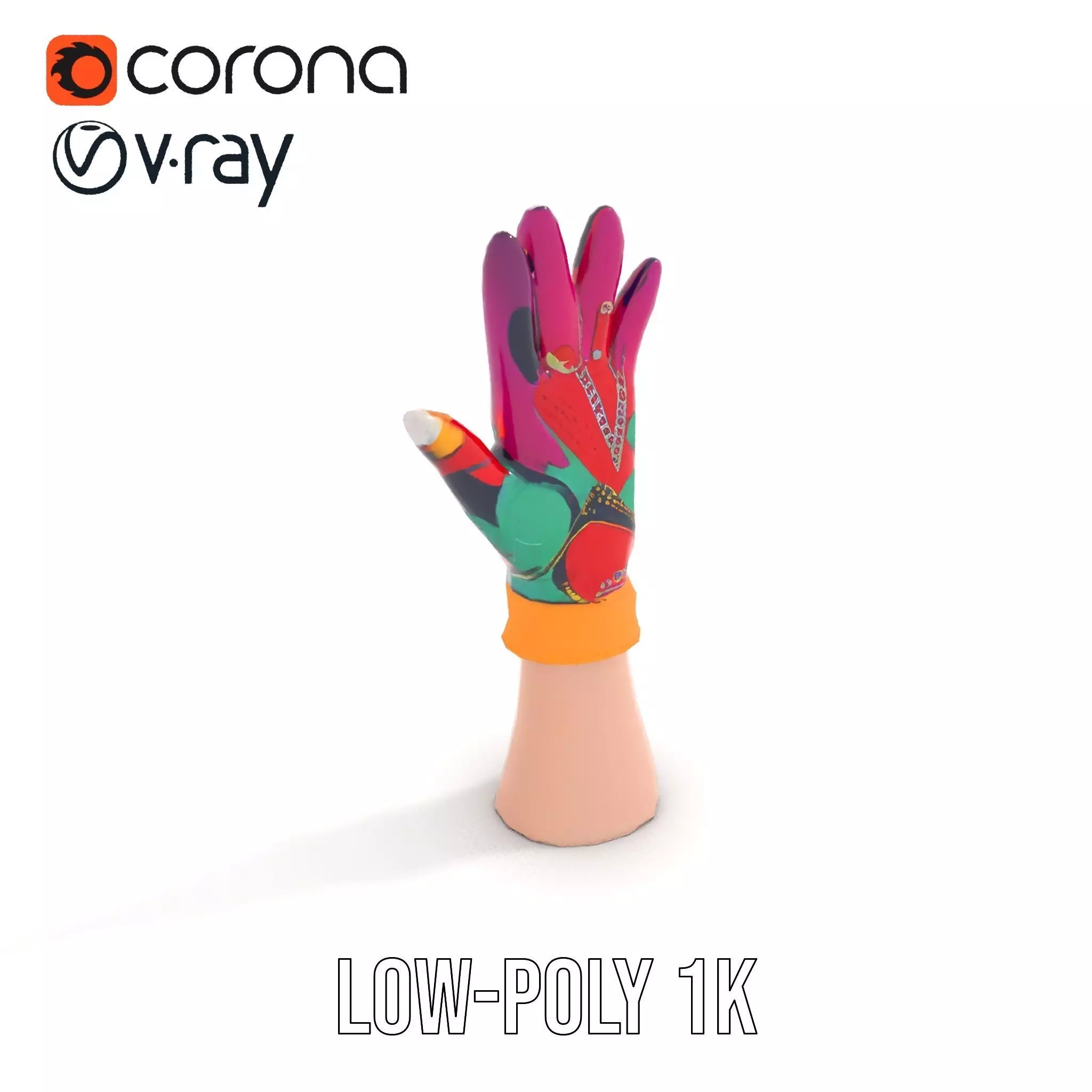 Vibrant Multicolor Glove Model Pack Low-poly 3D model_8