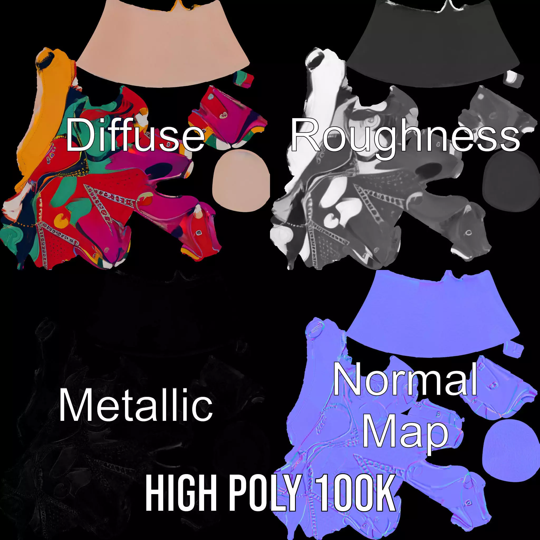 Vibrant Multicolor Glove Model Pack Low-poly 3D model_3