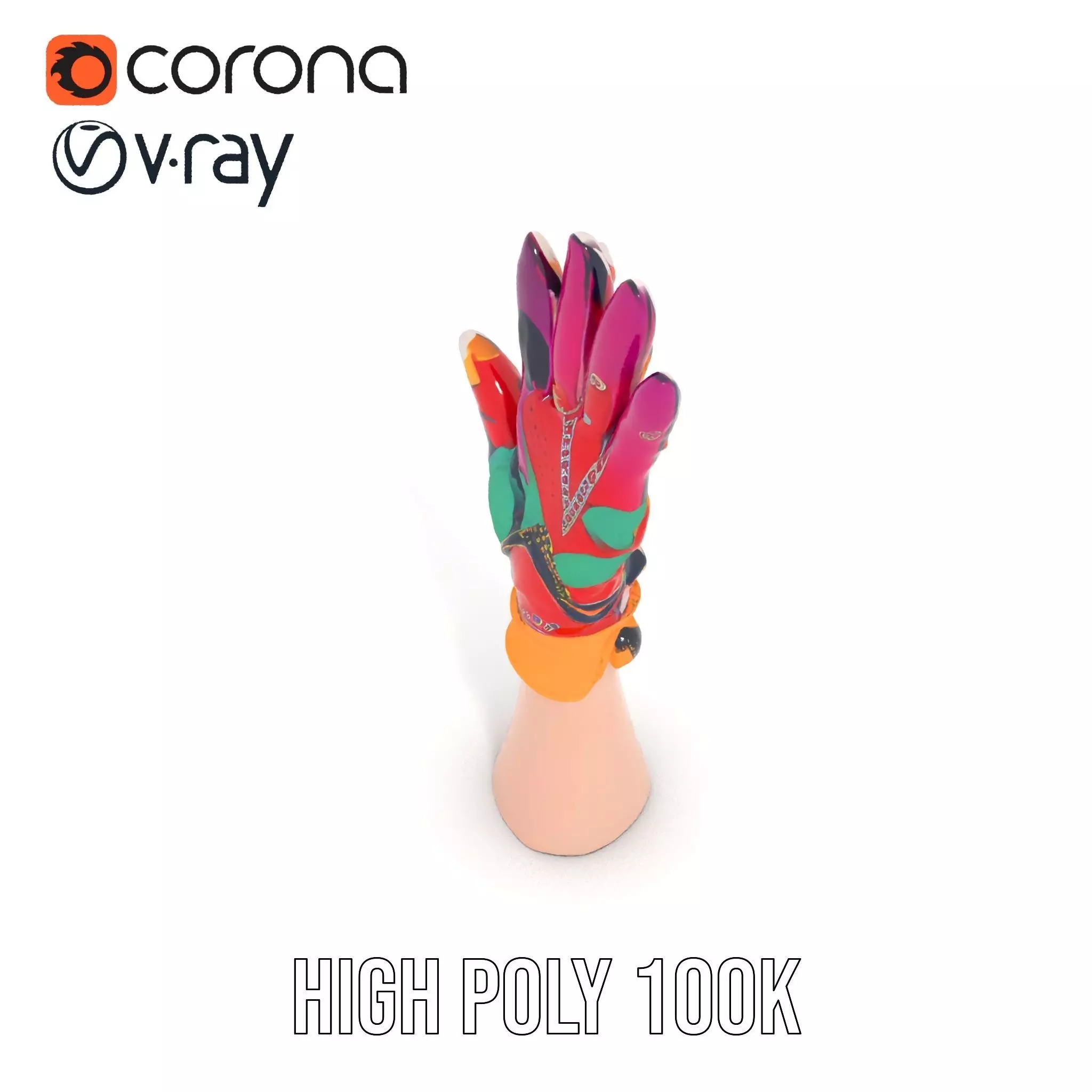 Vibrant Multicolor Glove Model Pack Low-poly 3D model_14