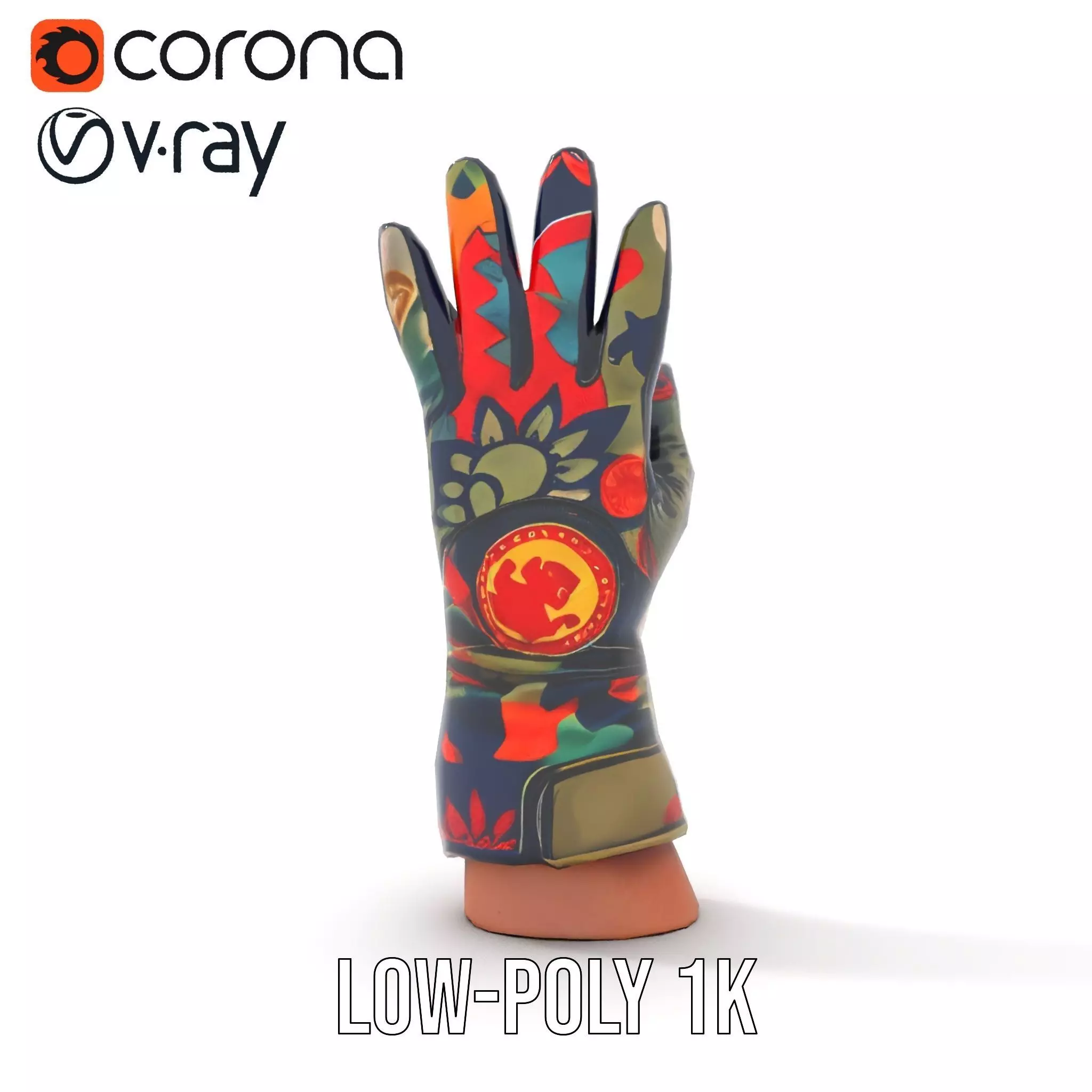 Colorful Camouflage Winter Glove Model Pack Low-poly 3D model_16