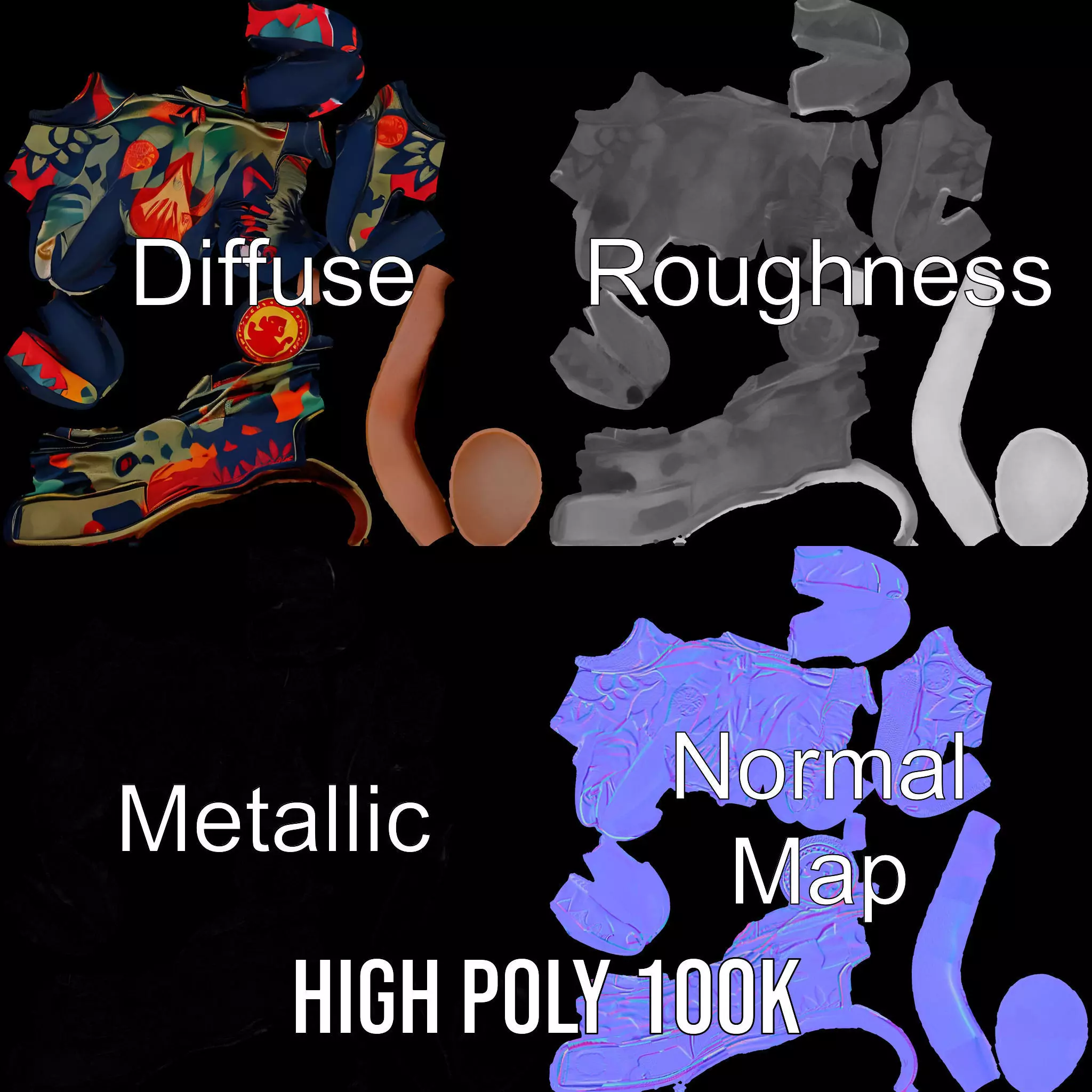 Colorful Camouflage Winter Glove Model Pack Low-poly 3D model_3