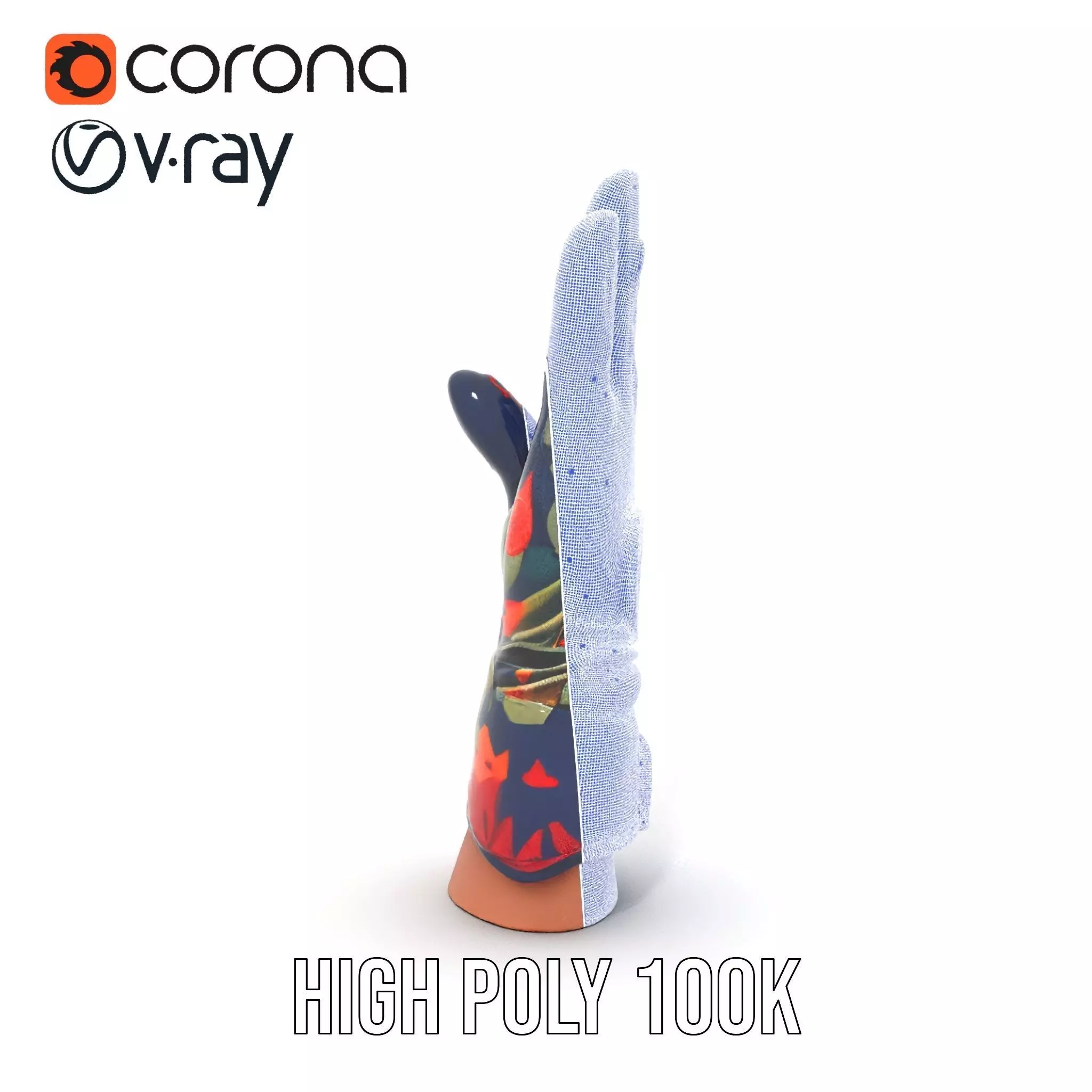 Colorful Camouflage Winter Glove Model Pack Low-poly 3D model_33