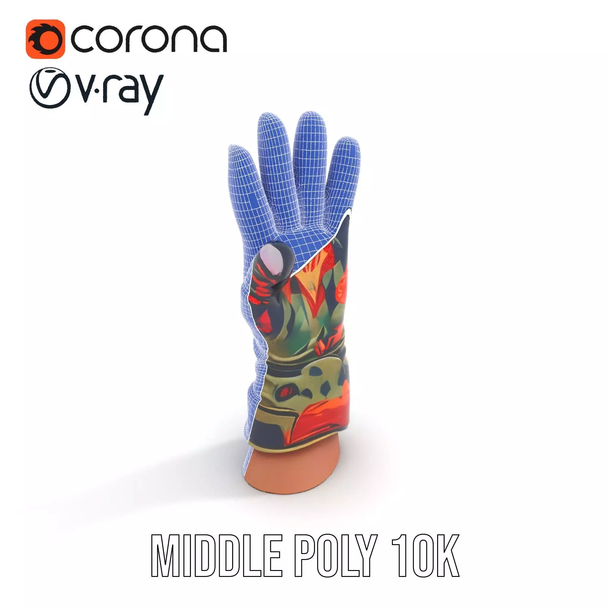 Colorful Camouflage Winter Glove Model Pack Low-poly 3D model_18