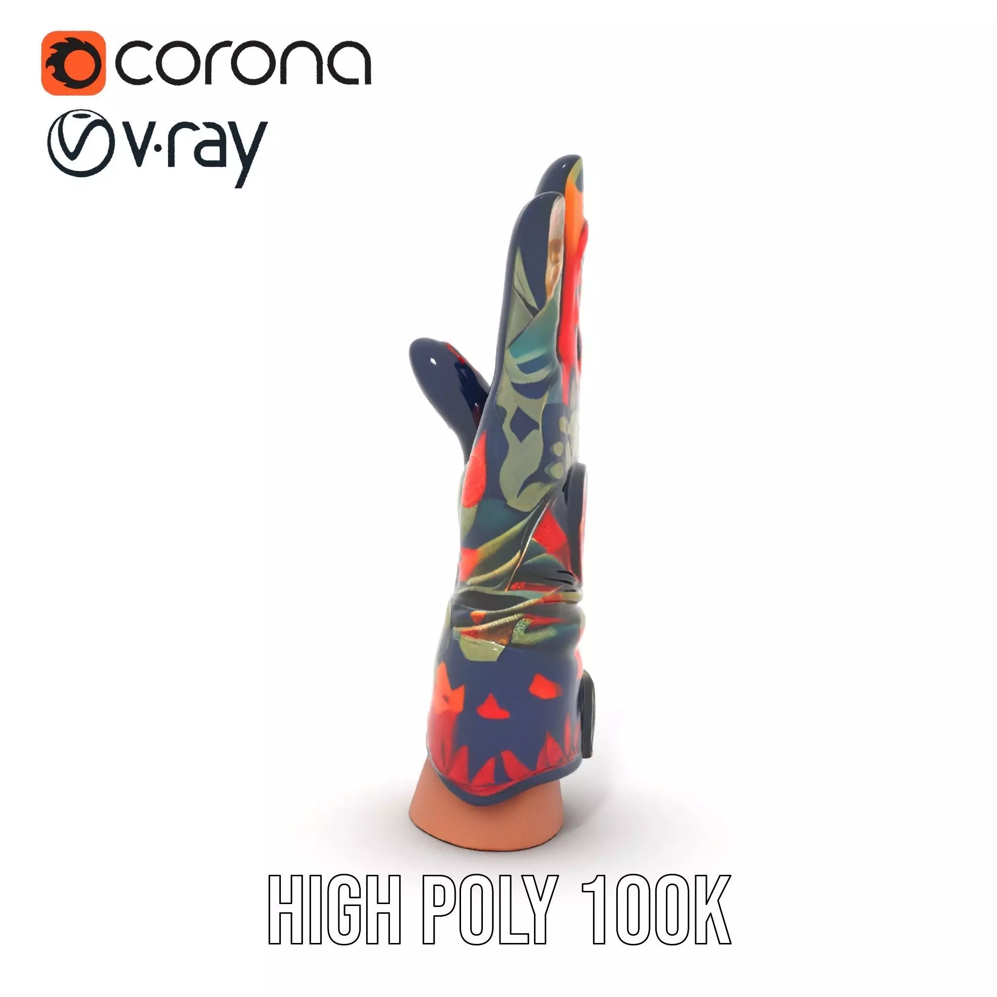 Colorful Camouflage Winter Glove Model Pack Low-poly 3D model_32