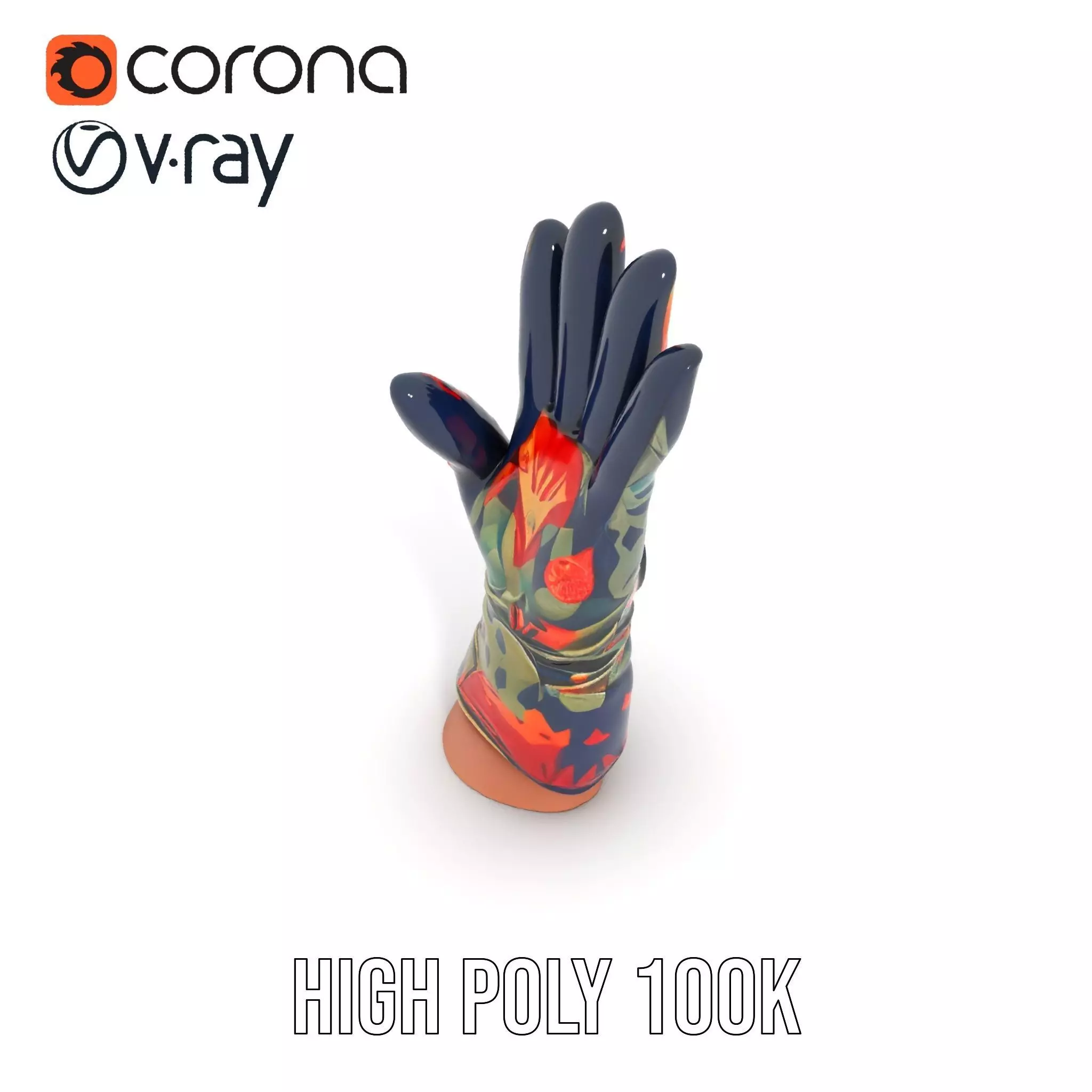 Colorful Camouflage Winter Glove Model Pack Low-poly 3D model_9