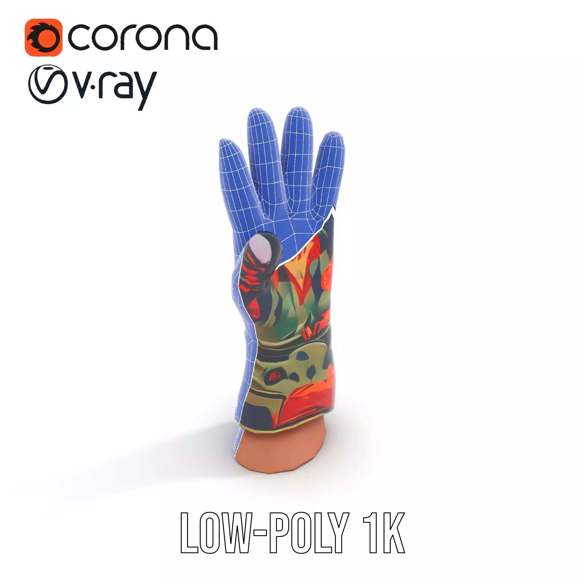 Colorful Camouflage Winter Glove Model Pack Low-poly 3D model_30