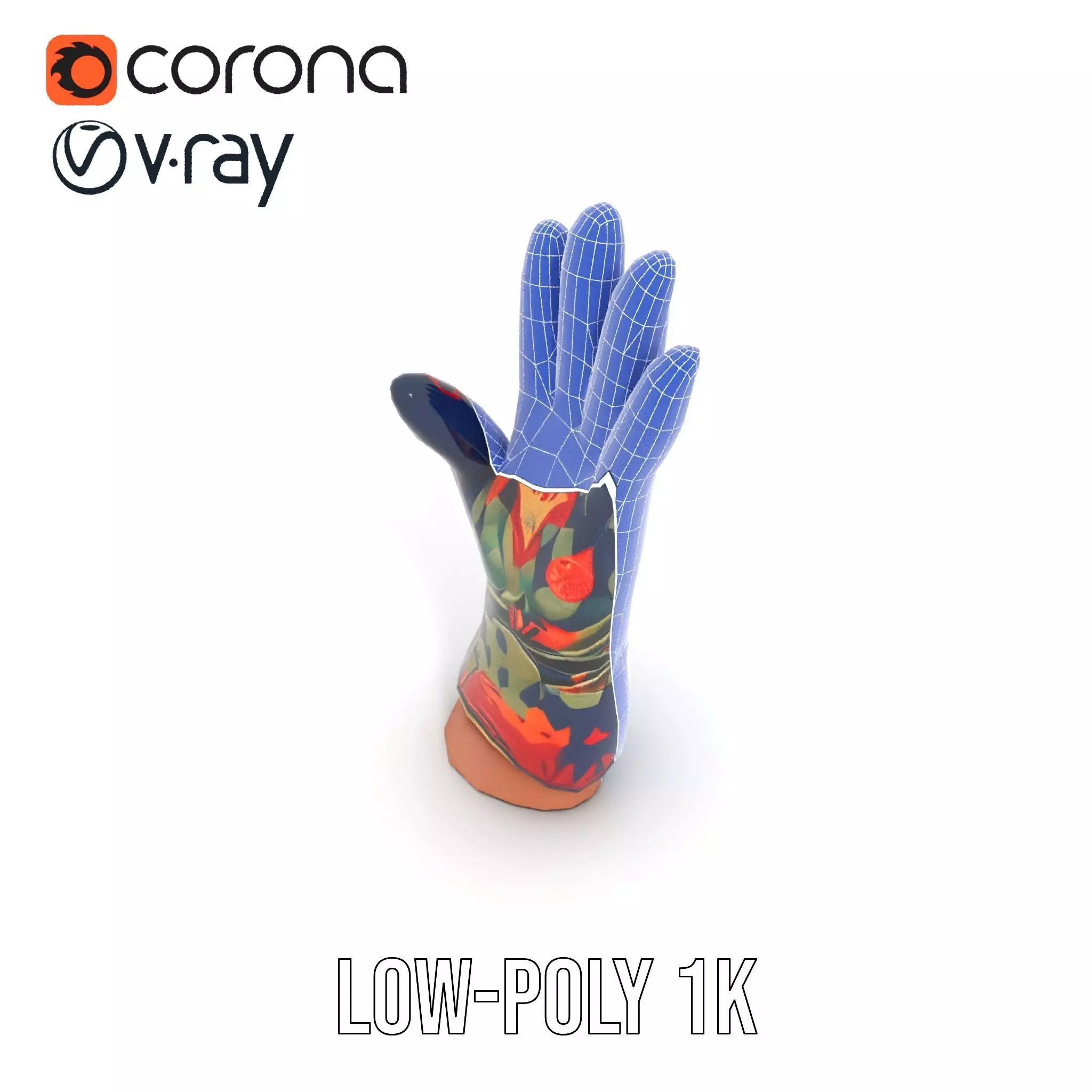 Colorful Camouflage Winter Glove Model Pack Low-poly 3D model_22