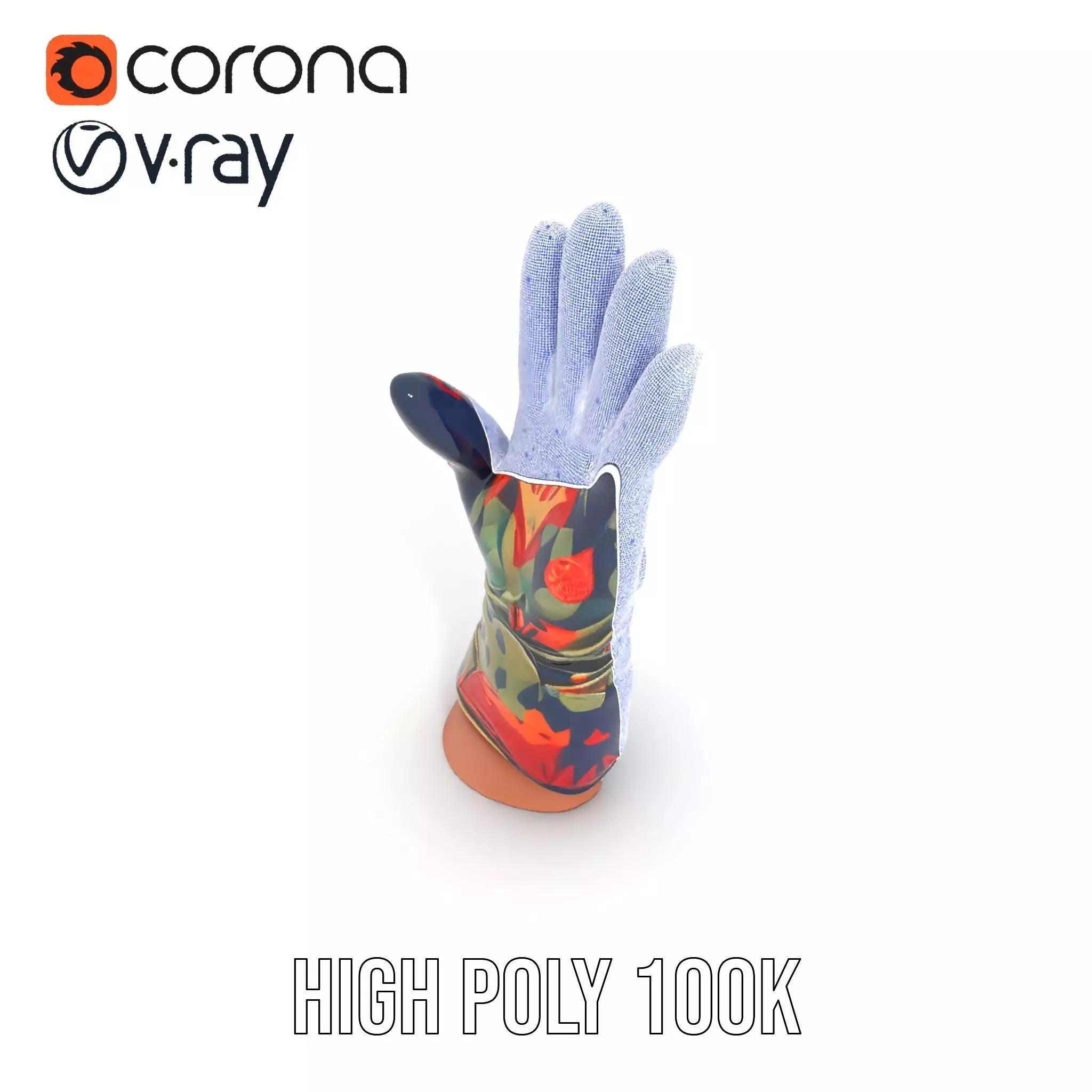 Colorful Camouflage Winter Glove Model Pack Low-poly 3D model_31