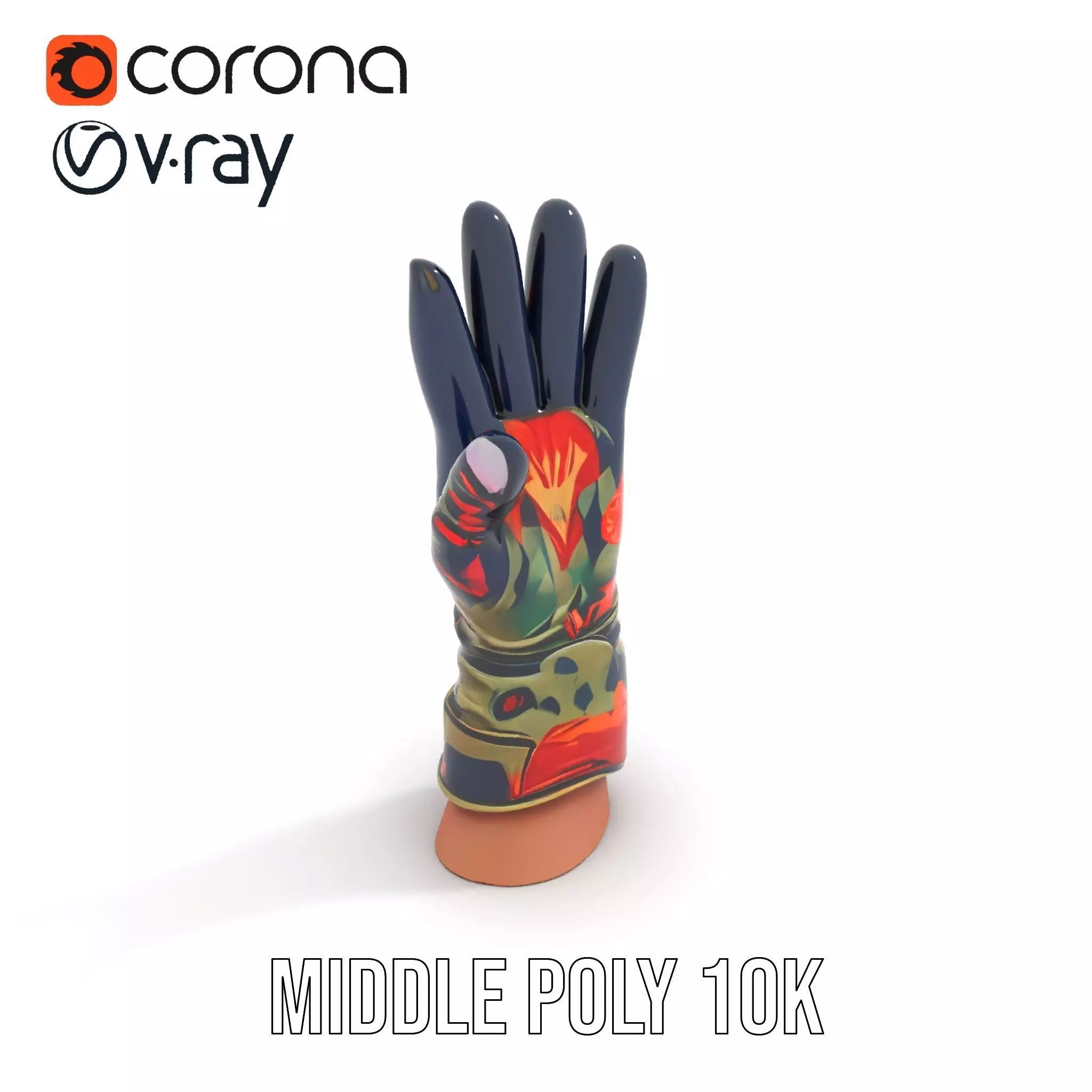 Colorful Camouflage Winter Glove Model Pack Low-poly 3D model_12