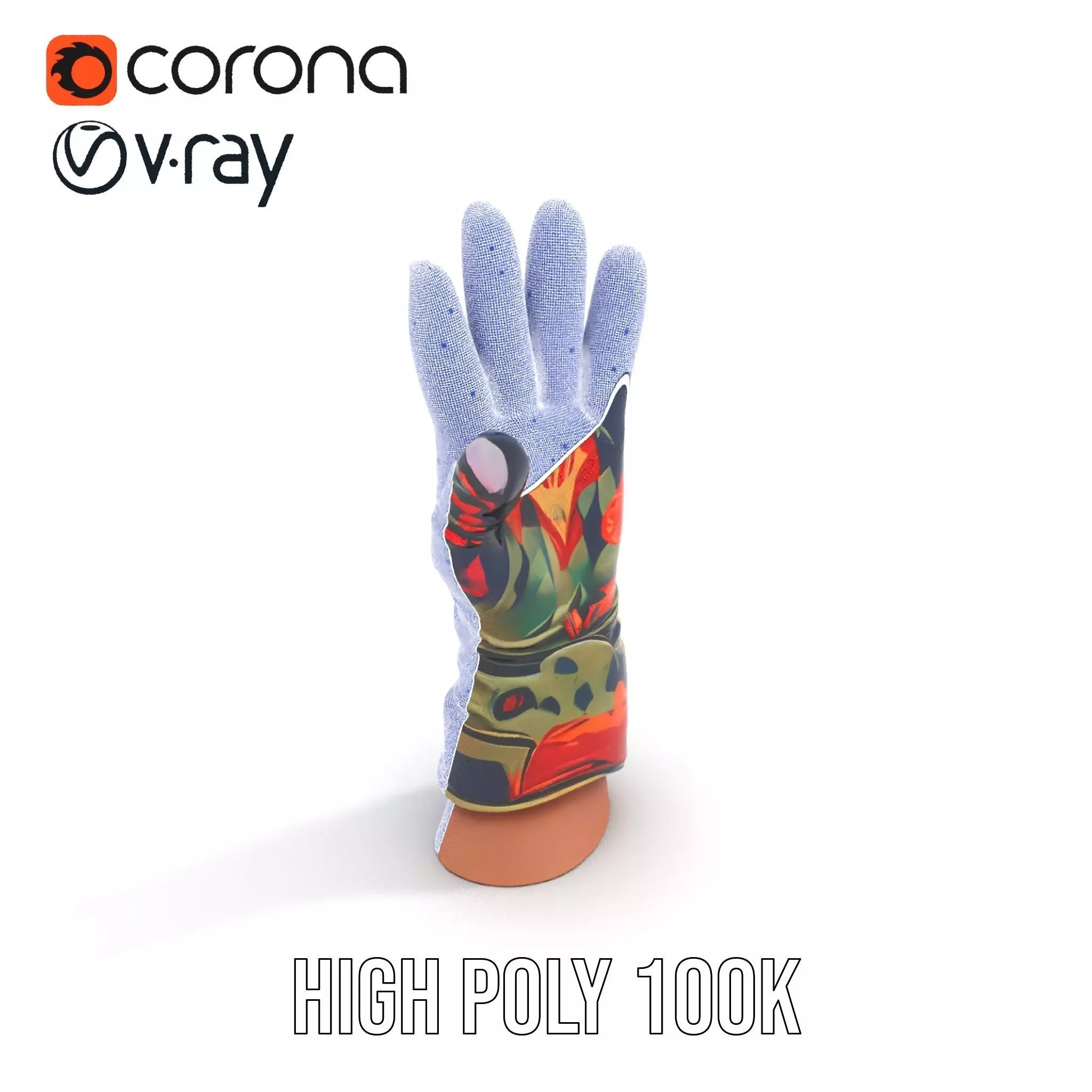 Colorful Camouflage Winter Glove Model Pack Low-poly 3D model_28