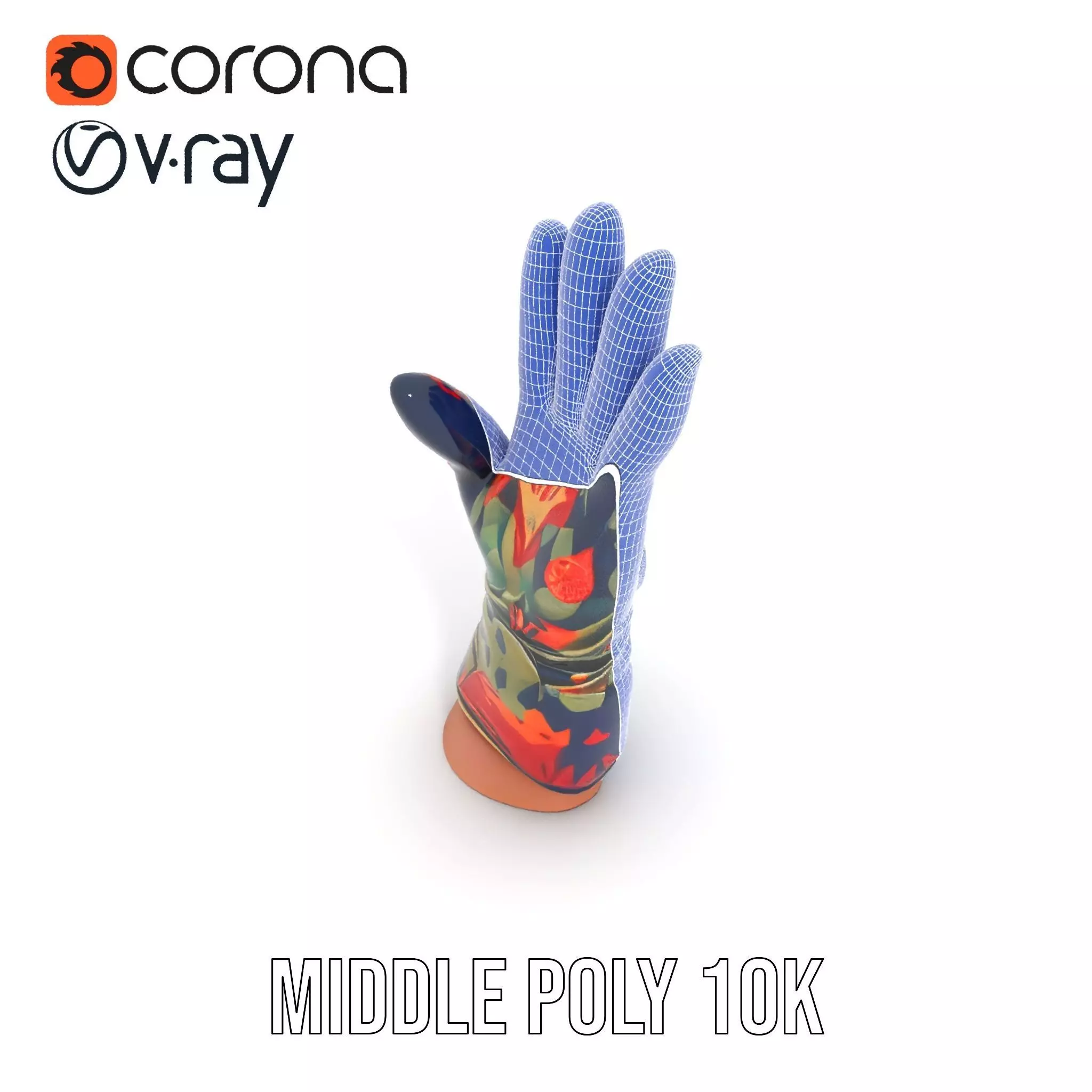 Colorful Camouflage Winter Glove Model Pack Low-poly 3D model_26