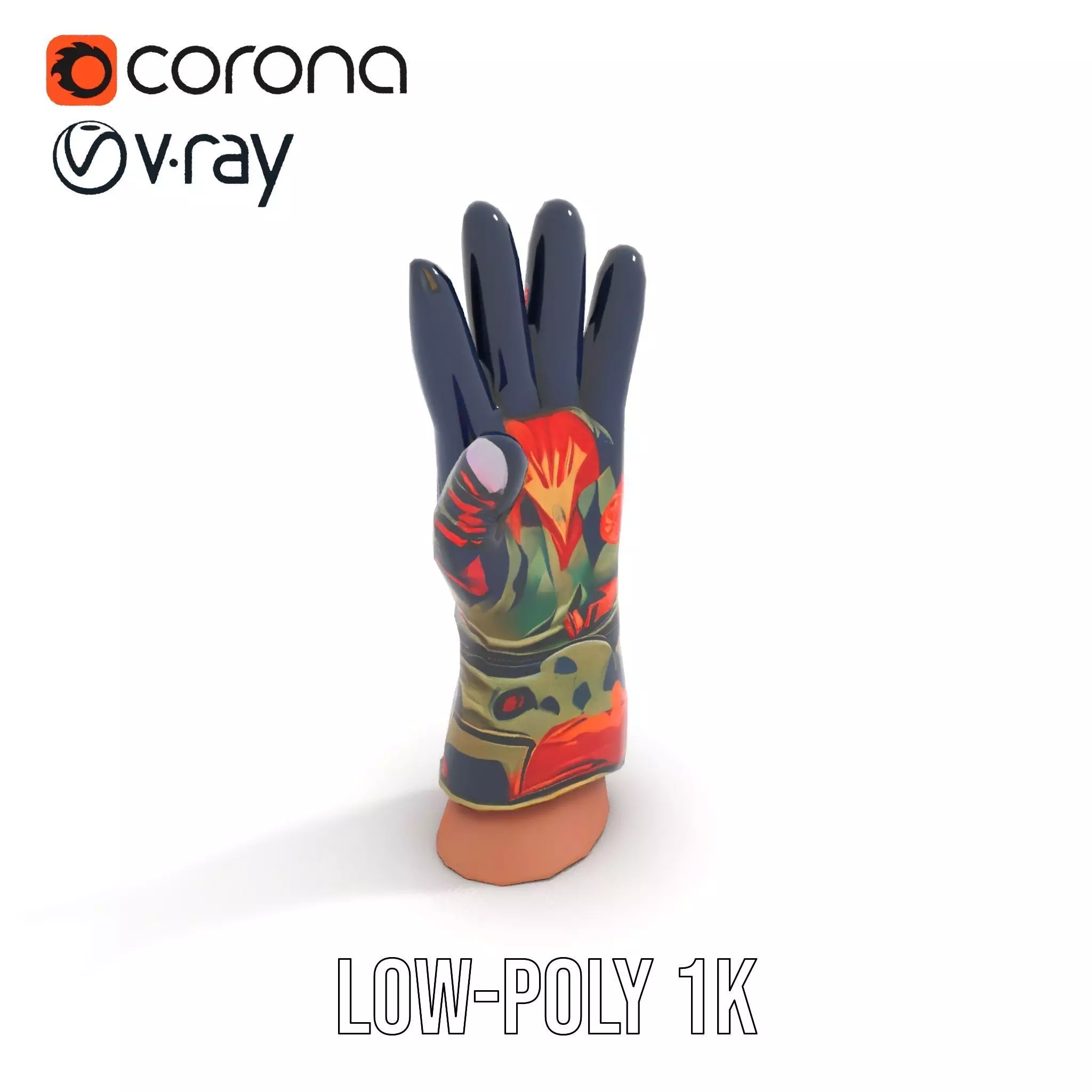 Colorful Camouflage Winter Glove Model Pack Low-poly 3D model_19