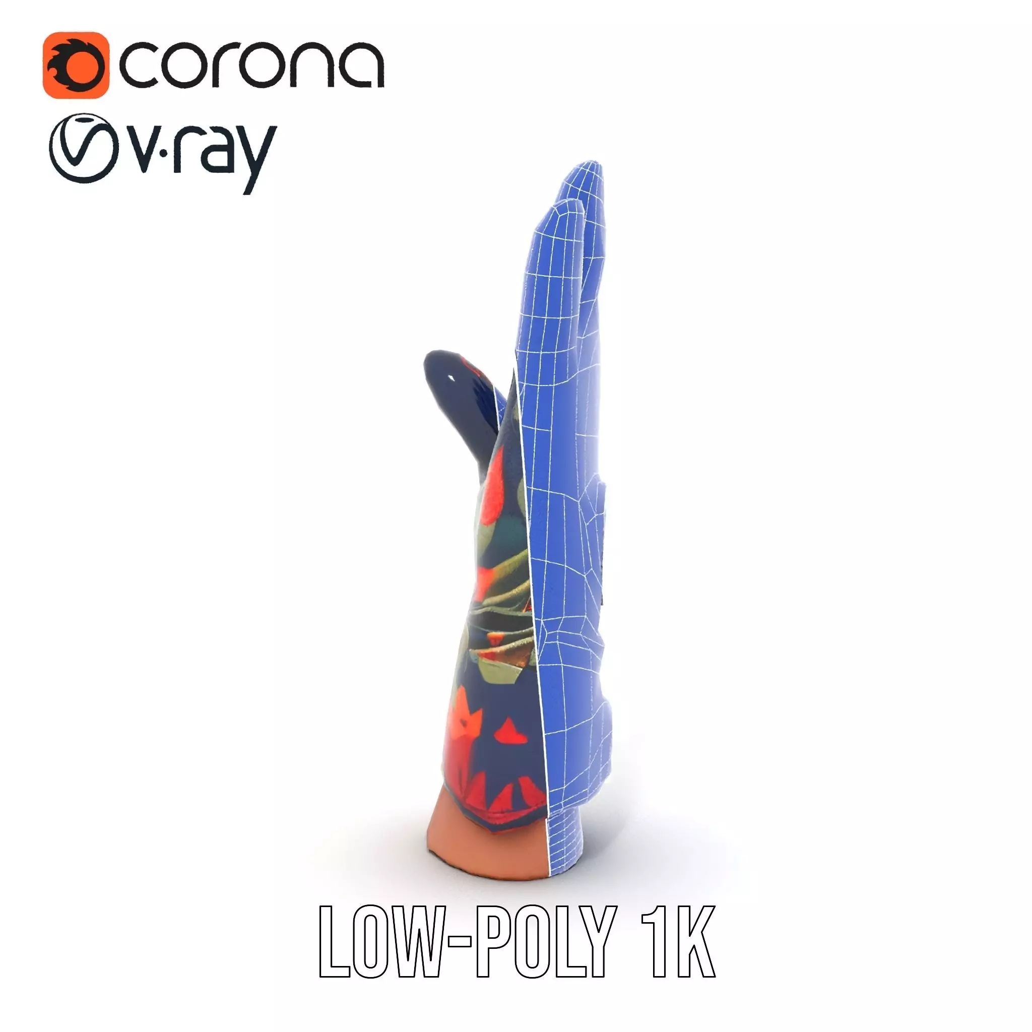 Colorful Camouflage Winter Glove Model Pack Low-poly 3D model_25