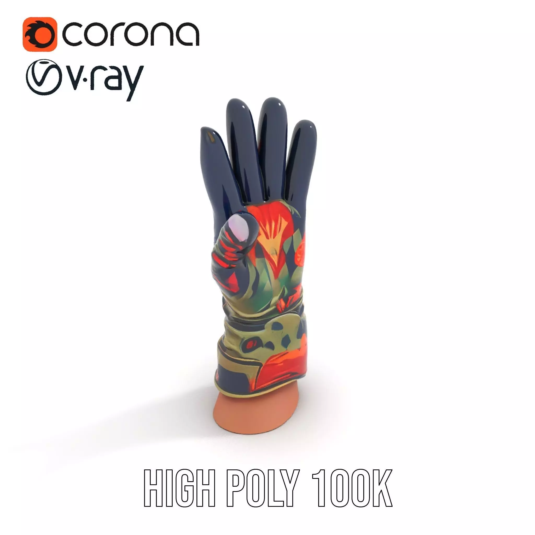 Colorful Camouflage Winter Glove Model Pack Low-poly 3D model_14