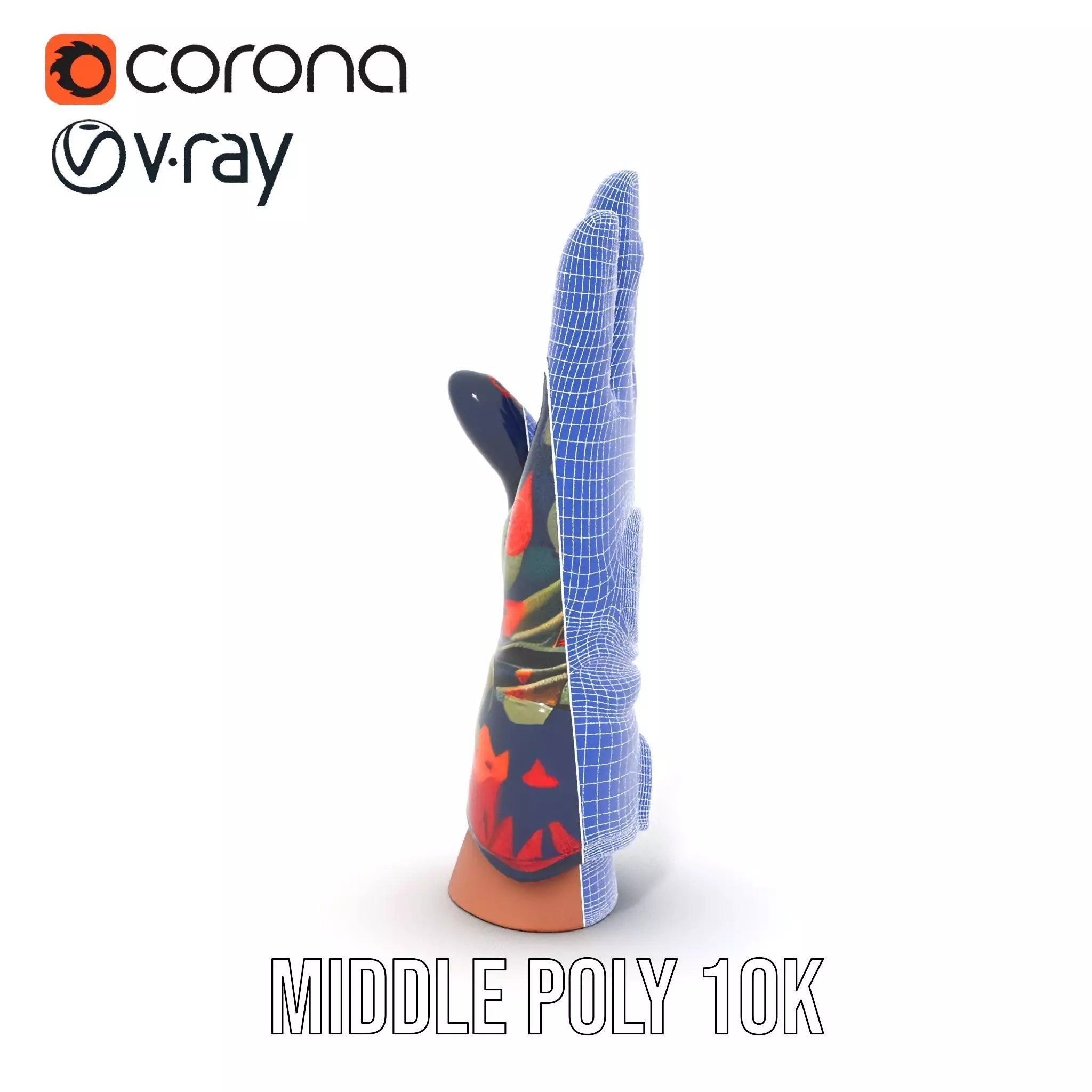 Colorful Camouflage Winter Glove Model Pack Low-poly 3D model_29