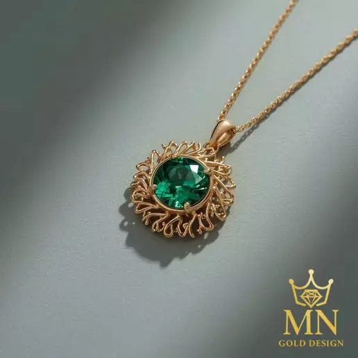 Emerald Sunburst Pendant 3D print model_1