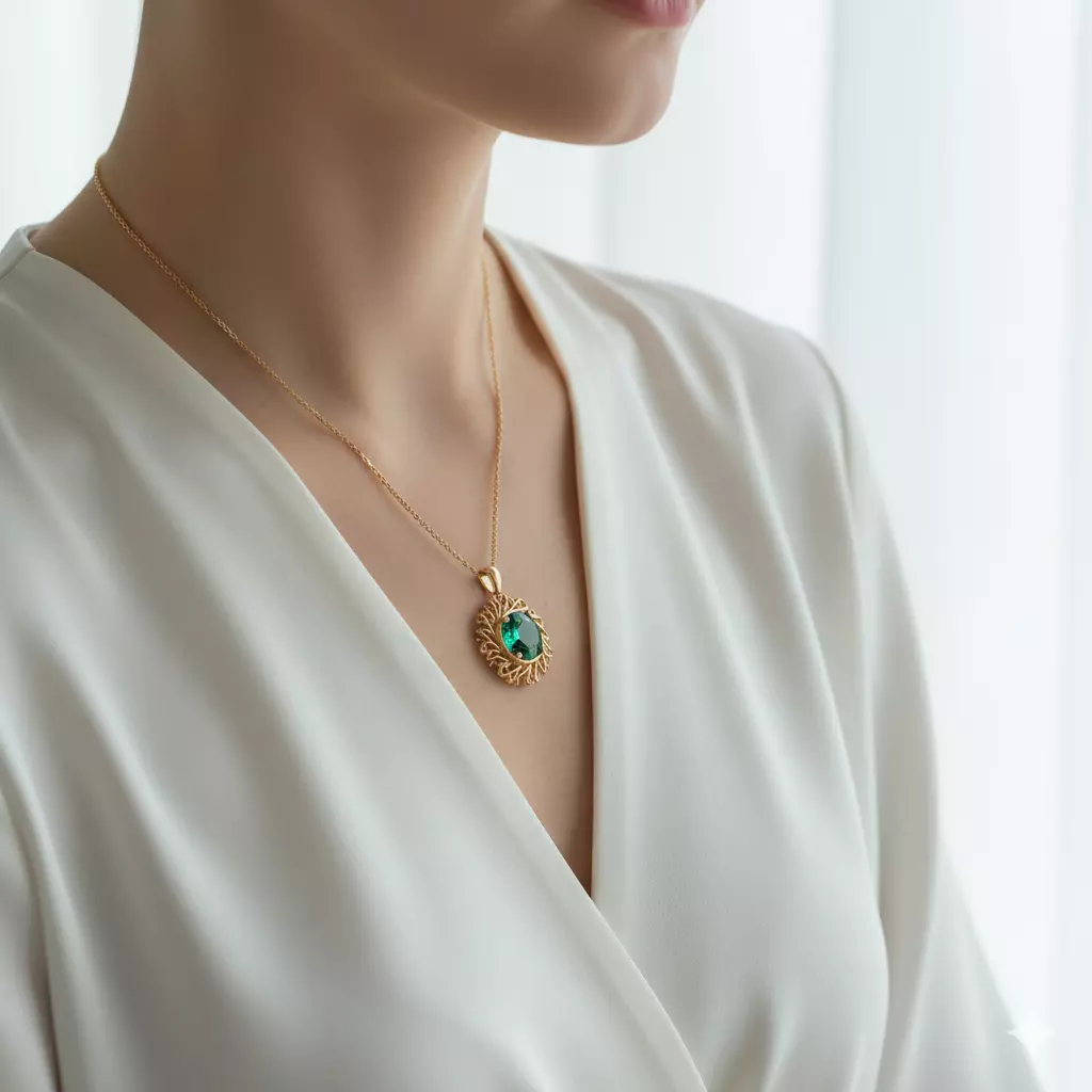 Emerald Sunburst Pendant 3D print model_0