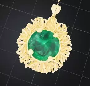 Emerald Sunburst Pendant 3D print model_3
