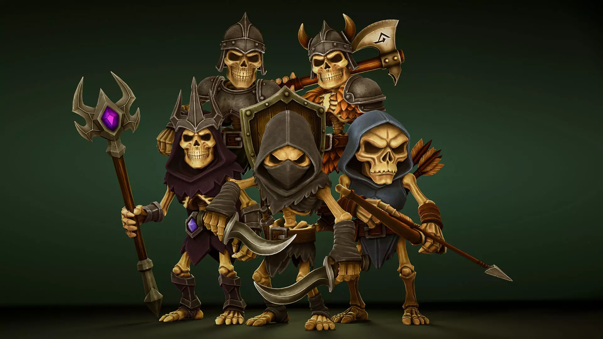 Skeleton Pack - Game ready character Low-poly 3D model_6