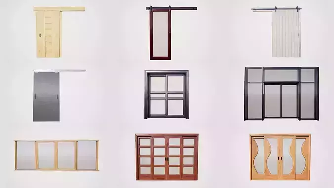 Sliding doors bundle 3D Model Collection