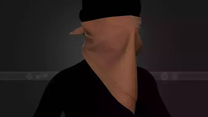 Brown Bandana Face Mask  Low-poly 3D model