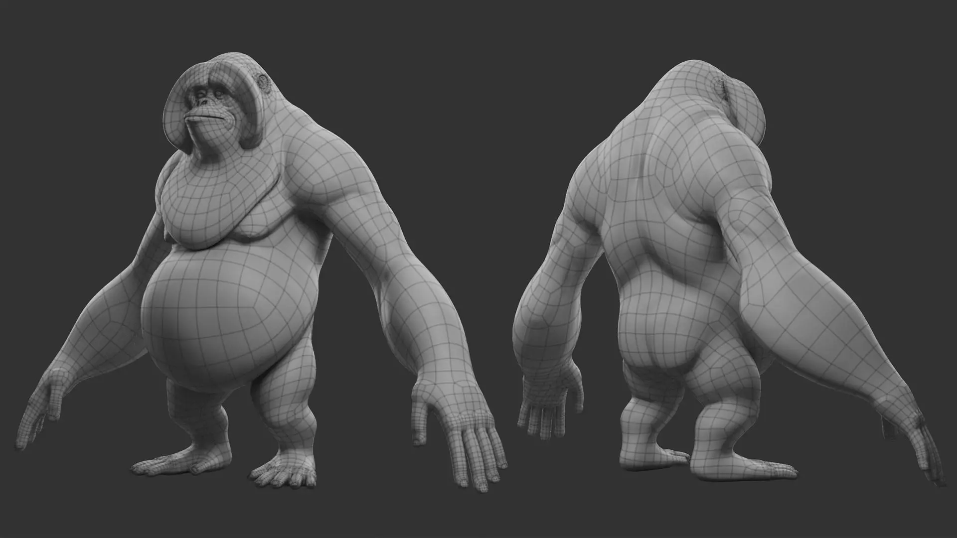 Orangutan  Stylize II Cartoon Low-poly 3D model_7