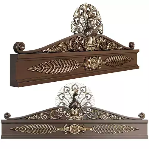 Decorative Peacock Pediment  Ornamental Carving for Architecture 3D model