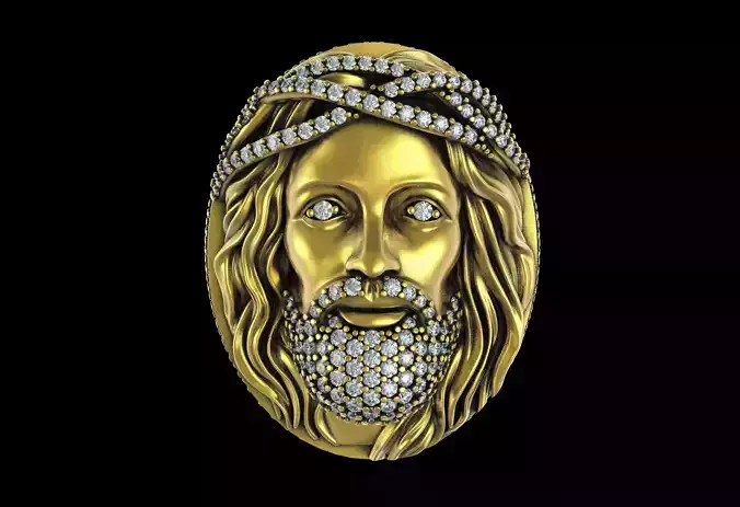 Christian Jesus Face Ring 3D print model