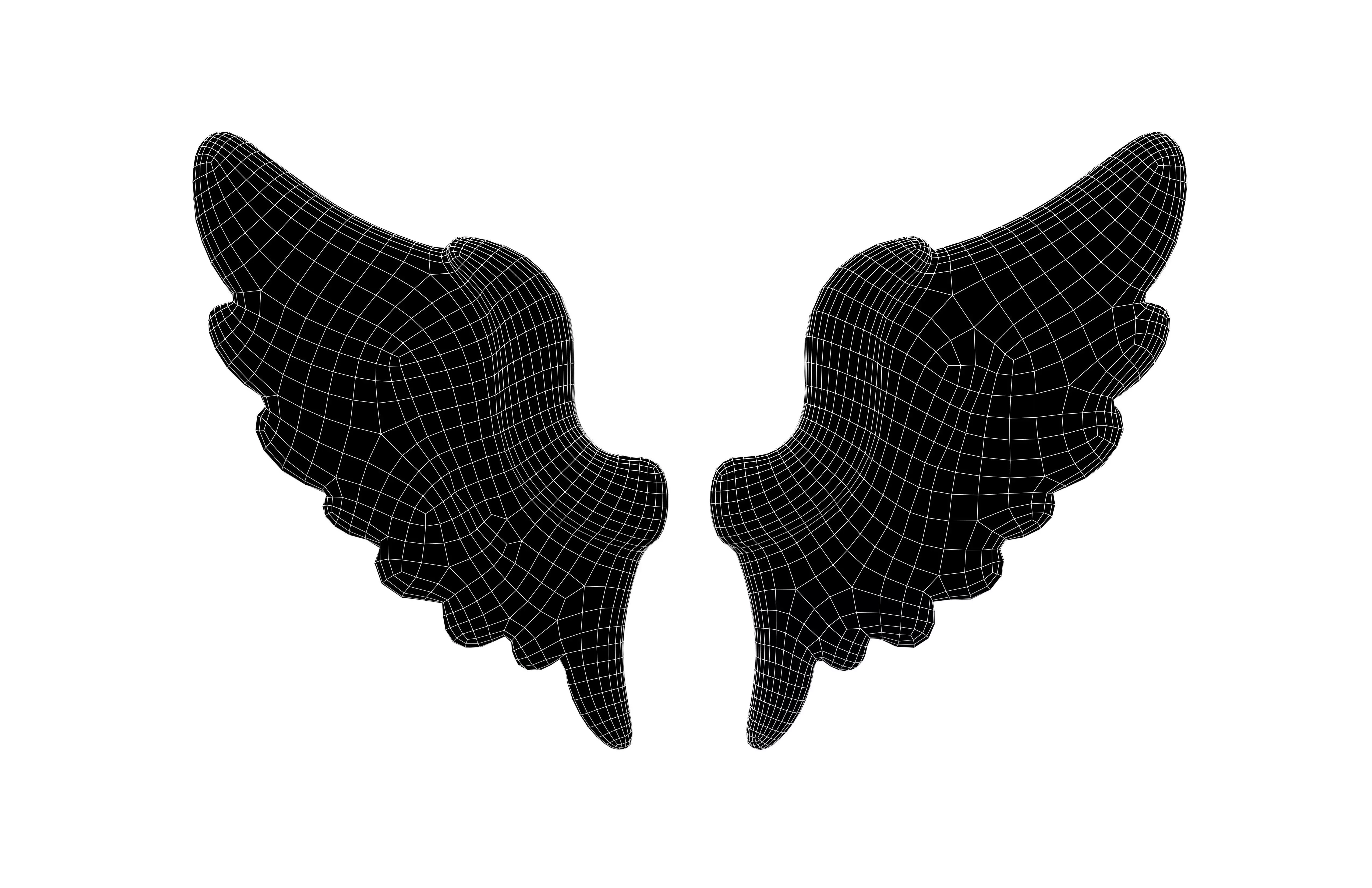 Low Poly Wings v7 001 Low-poly 3D model_5