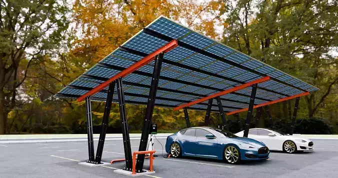 Solar Carport-4 Car Carport-3x12 Panels-Type-8 3D model
