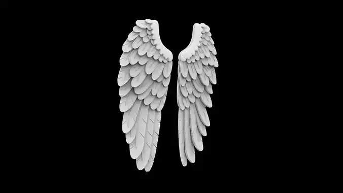 Feathered Angel Wings Wall Decor 3D Print Model