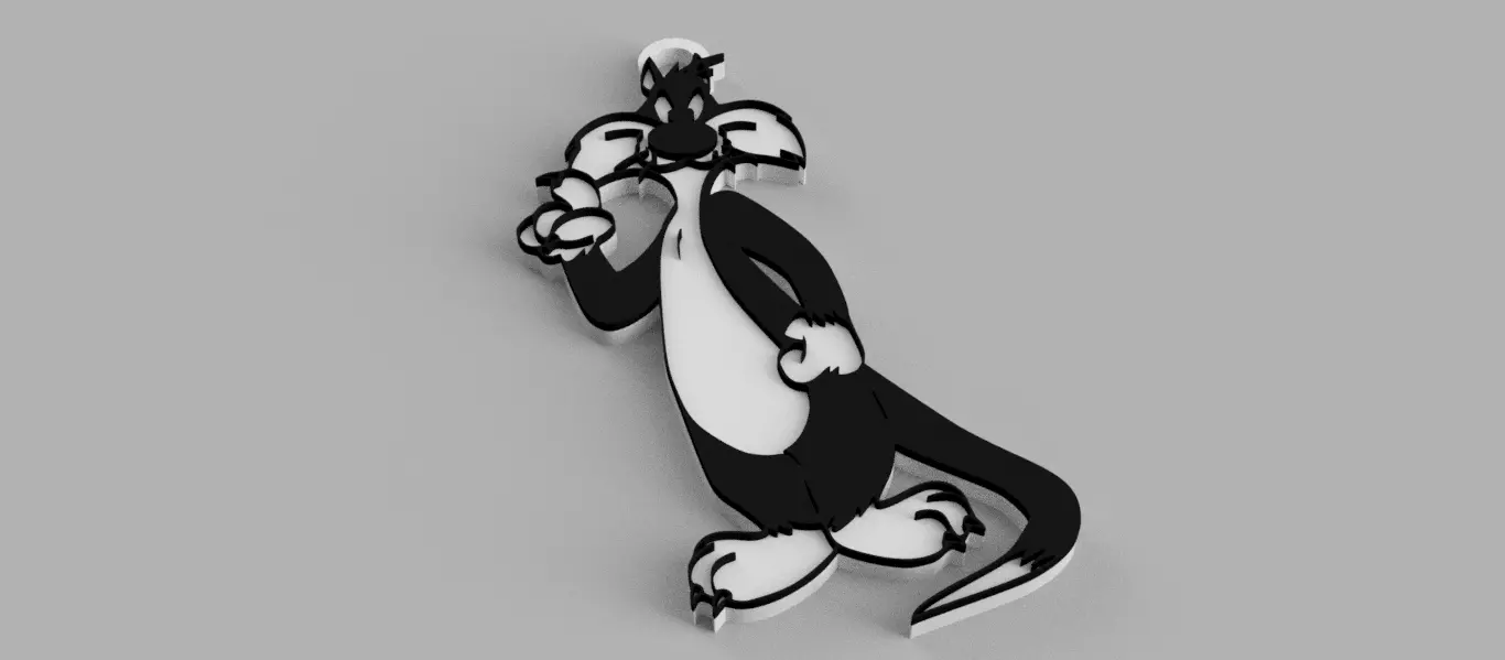 The Waving Wild Cat keychain - pendant - earring 3D print model_1