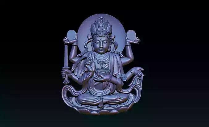Bas-relief Buddha Pendant  3D print model