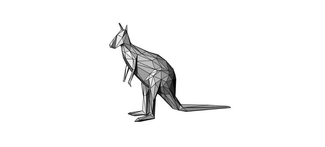  3D Printed Origami Model Kali the Kangaroo Paper Model 3D print model_6