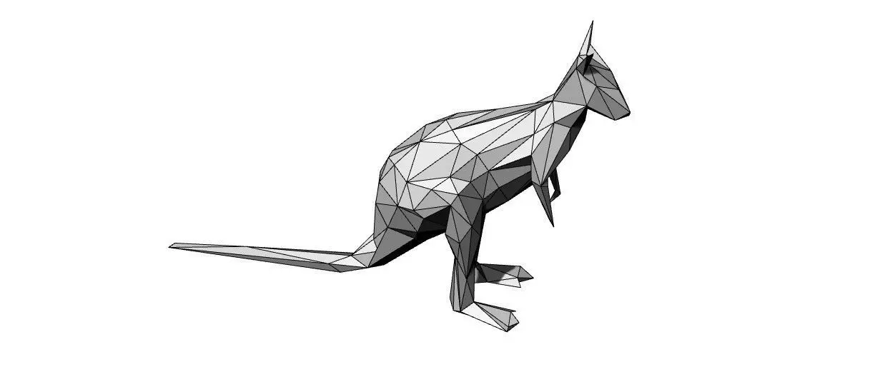  3D Printed Origami Model Kali the Kangaroo Paper Model 3D print model_4