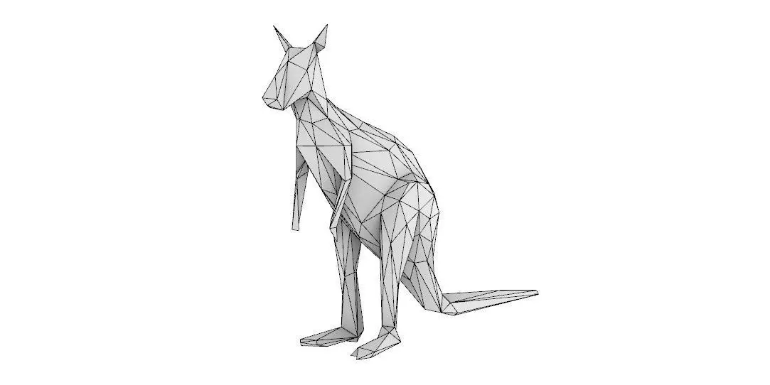  3D Printed Origami Model Kali the Kangaroo Paper Model 3D print model_0