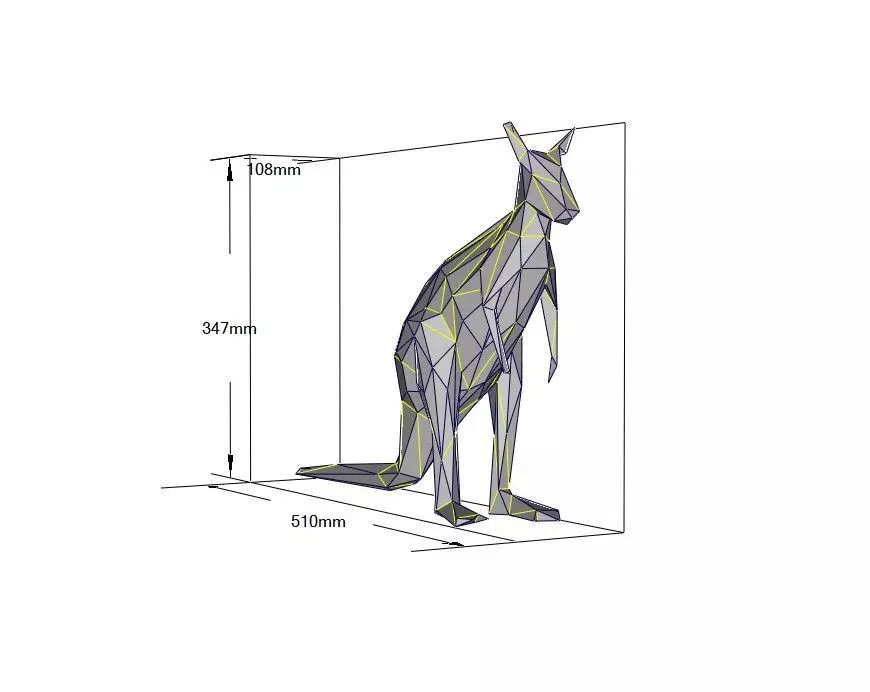  3D Printed Origami Model Kali the Kangaroo Paper Model 3D print model_8