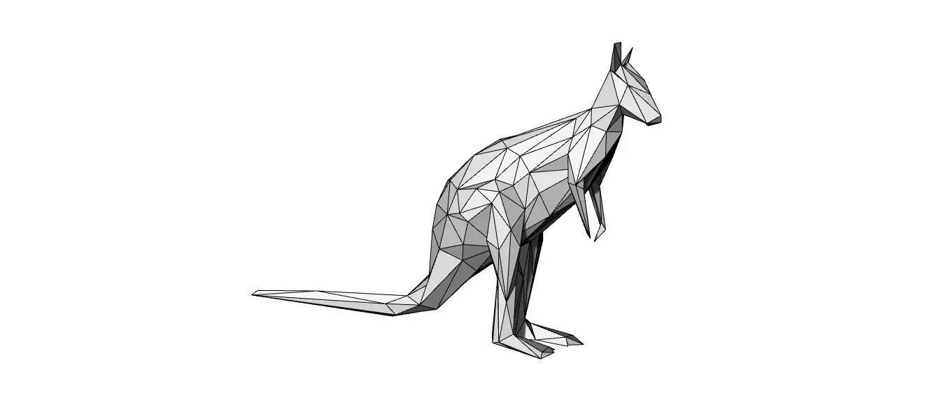  3D Printed Origami Model Kali the Kangaroo Paper Model 3D print model_2