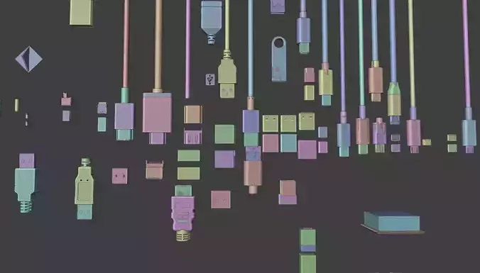 ColorfulCableAndConnector3DModelPack