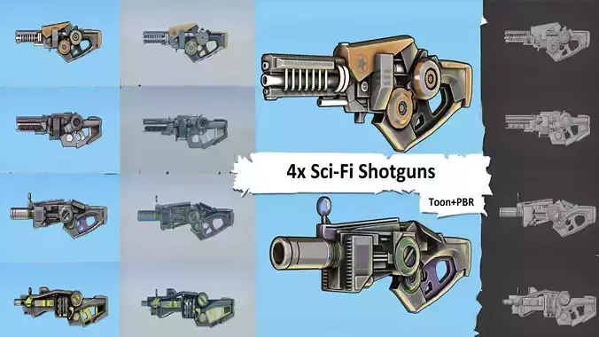 Sci-Fi Shotgun Collection 4 Weapon Models 3D print model