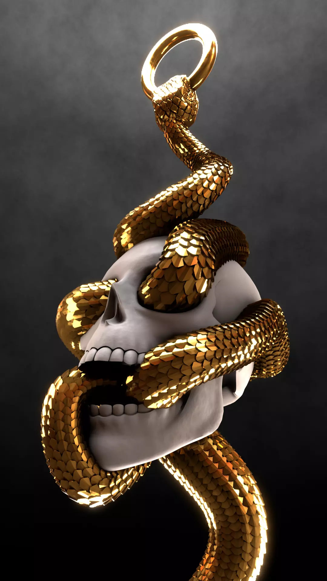 Skull Snake Charm sculpt 3d print 3D print model_3